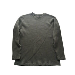 American Giant Waffle Long Sleeve Crew T Shirt Knit Mens Large Loden Tee Stretch